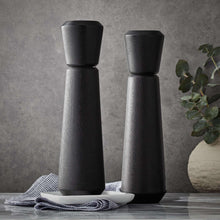 Black salt and pepper mills with sturdy octagonal bodies