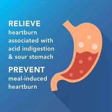 Heartburn relief graphic with illustrated stomach