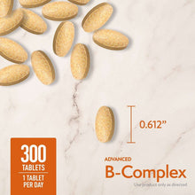 B-complex supplement bottle size graphic with 300 tablets and 0.612 inch height