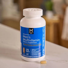 Men’s multivitamin dietary supplement bottle with blue label, 275 tablets