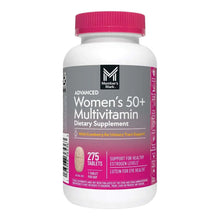 Women's 50+ multivitamin bottle with pink cap, front label, 275 tablets