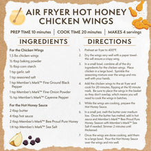 Cayenne pepper seasoning product with recipe card for air fryer hot honey chicken wings