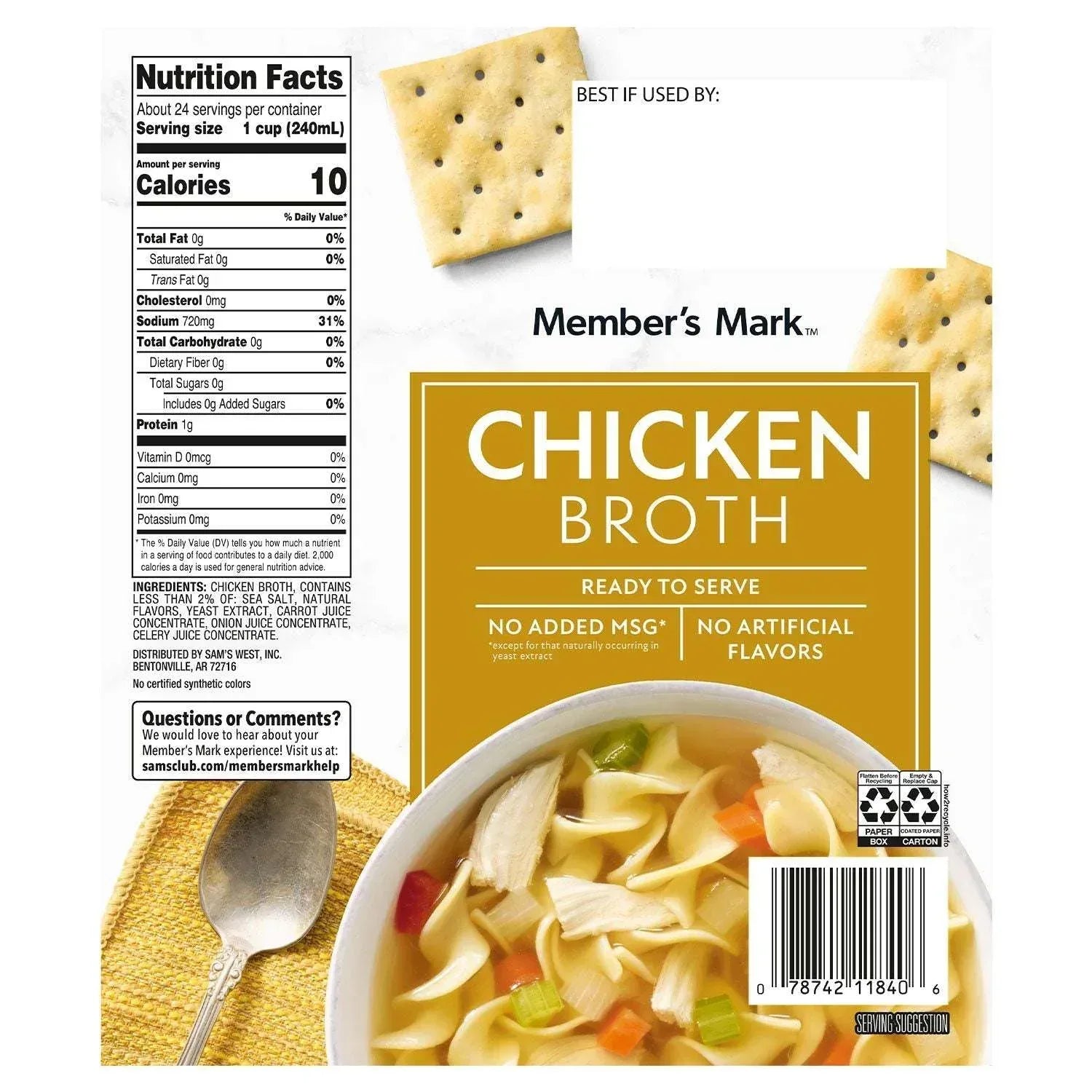 Member's Mark Chicken Broth, 32 oz., 6 pk.