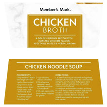 Member's Mark soup carton label with chicken noodle soup ingredients panel