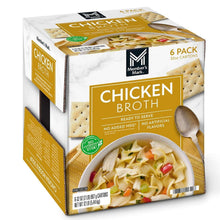 Member's Mark chicken broth 6-pack carton front with golden label