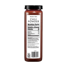 Back label of chili powder bottle with Nutrition Facts and ingredients text