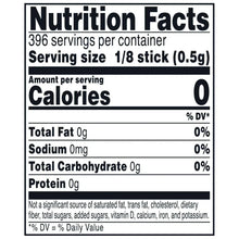 Cinnamon stick product Nutrition Facts panel with 0 calories per 1/8 stick