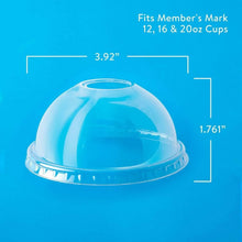 Clear plastic dome lid with straw slot, sized for 12/16/20 oz cups