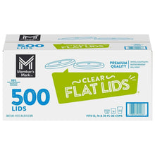 Clear flat plastic lids with straw slot, 500-count box packaging