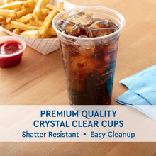 Clear plastic cup filled with iced beverage
