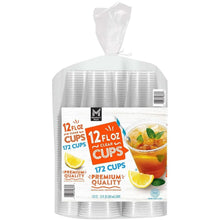 Clear plastic cups 12 oz, stacked in retail pack