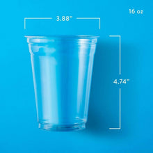 Clear plastic 16 oz cup with visible size markers