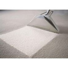 Carpet cleaner tool gliding on light carpet pile with cleaning solution spread