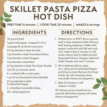 Crushed red pepper recipe card: skillet pasta pizza hot dish ingredients and directions