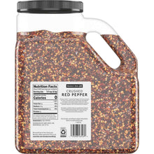 Crushed red pepper jar with side handle and nutrition label on back