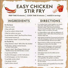 Easy chicken stir-fry recipe panel with ingredients and directions