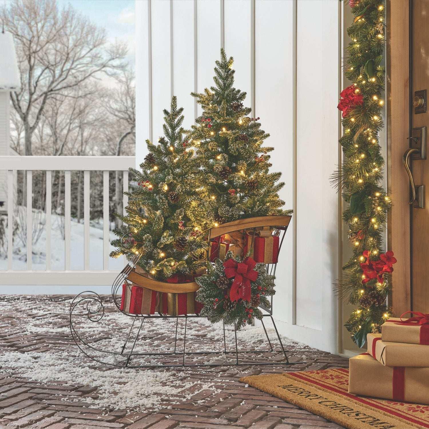 Member's Mark Decorative Sleigh with Pre-Lit Topiaries - USA MEGA SHOP