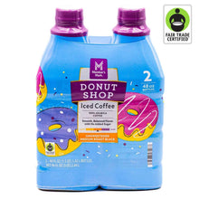 Donut Shop iced coffee bottles, blue with purple caps, 2-pack