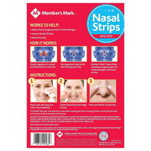 Nasal strips back label showing usage steps and instructions on red package
