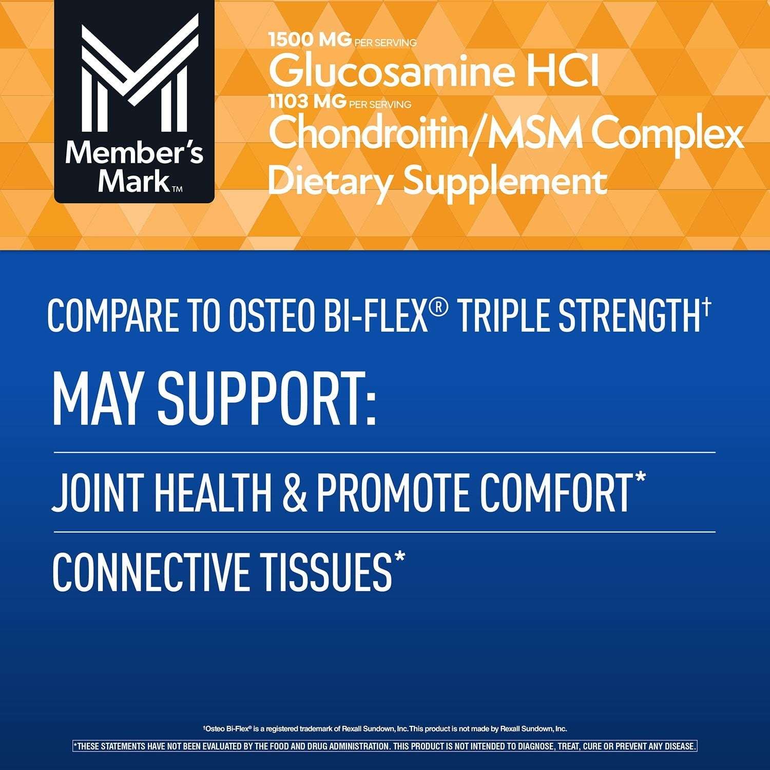Member’s Mark Glucosamine HCl and Chondroitin/MSM Complex Tablets, 220 ct.