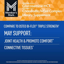 Blue promotional panel for glucosamine HCl and chondroitin/MSM complex dietary supplement