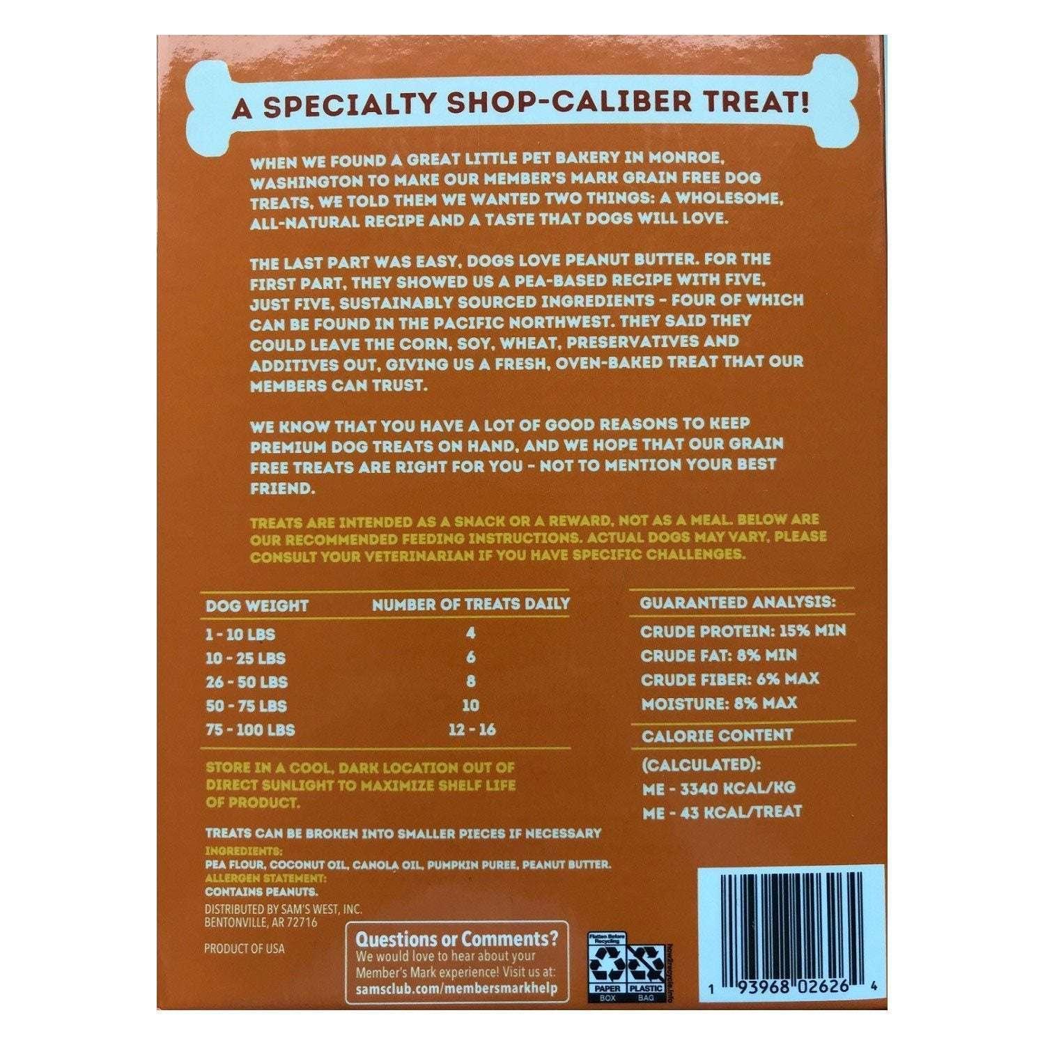 Member's Mark Grain-Free Dog Treat Biscuits, Peanut Butter Flavored, 80 oz.