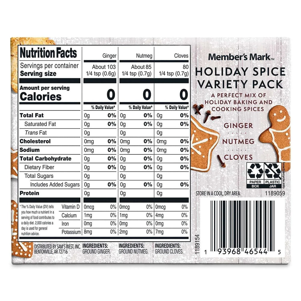Member's Mark Holiday Baking & Cooking Spices, Variety Pack, 6.32 oz., 3 pk. - USA MEGA SHOP