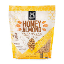 Honey almond granola bag, yellow packaging with hex pattern and Member's Mark logo