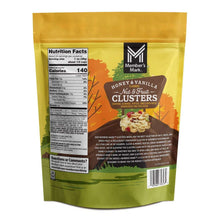 Back of honey vanilla nut and fruit clusters bag with nutrition facts