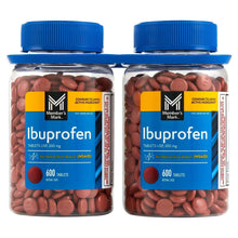 Member's Mark ibuprofen 200 mg tablets bottles with blue caps, 2-pack