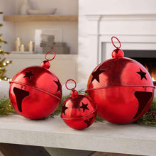 Red jingle bell decor set of 3 with star and bell cutouts