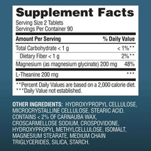 Supplement Facts panel for magnesium glycinate 200 mg with L-theanine 200 mg