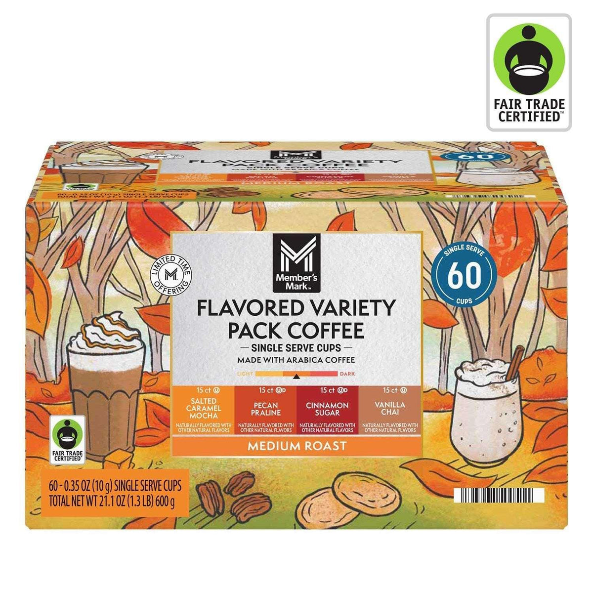 Member's Mark Medium Roast Fall Flavored Coffee Pods, Variety Pack, 60 ct.