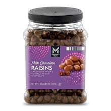 Resealable jar of milk chocolate raisins with chocolate-coated raisin pieces