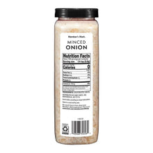 Minced onion seasoning jar back label with Nutrition Facts panel and barcode