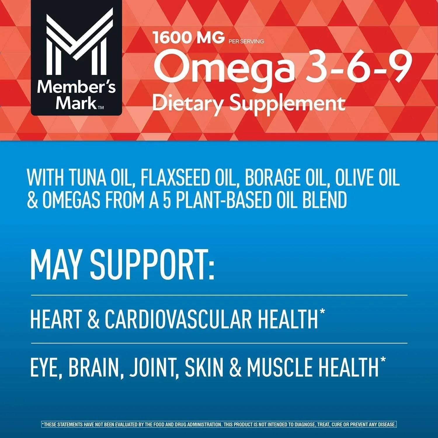 Member’s Mark Omega 3-6-9 Softgels with Sustainably Sourced Tuna Oil, 300 Count
