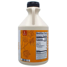 Organic maple syrup bottle with back Nutrition Facts label