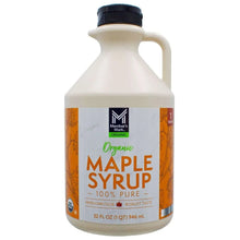 Organic maple syrup bottle, front label, 32 fl oz