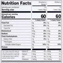 Organic fruit twists nutrition facts label with serving and sugar details