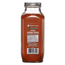 Ground cayenne pepper jar with metal lid, back label with barcode and nutrition facts