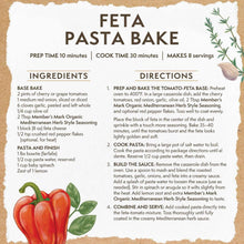Mediterranean herb seasoning recipe card with ingredients and cooking directions