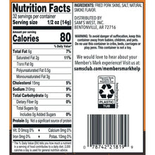 Nutrition Facts panel for fried pork rinds