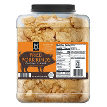 Fried pork rinds jar with black cap and front label