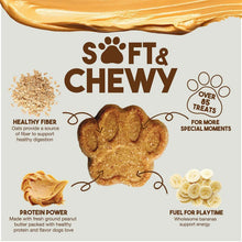 Soft & Chewy dog treat bag panel with paw-shaped cookie illustrations