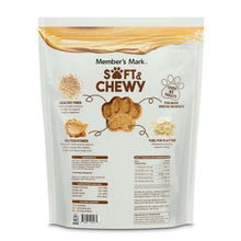 Back of dog treat bag with ingredient list and nutrition facts panel
