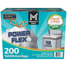 Tall kitchen trash bag box, 200-count Power Flex, Fresh Clean scent