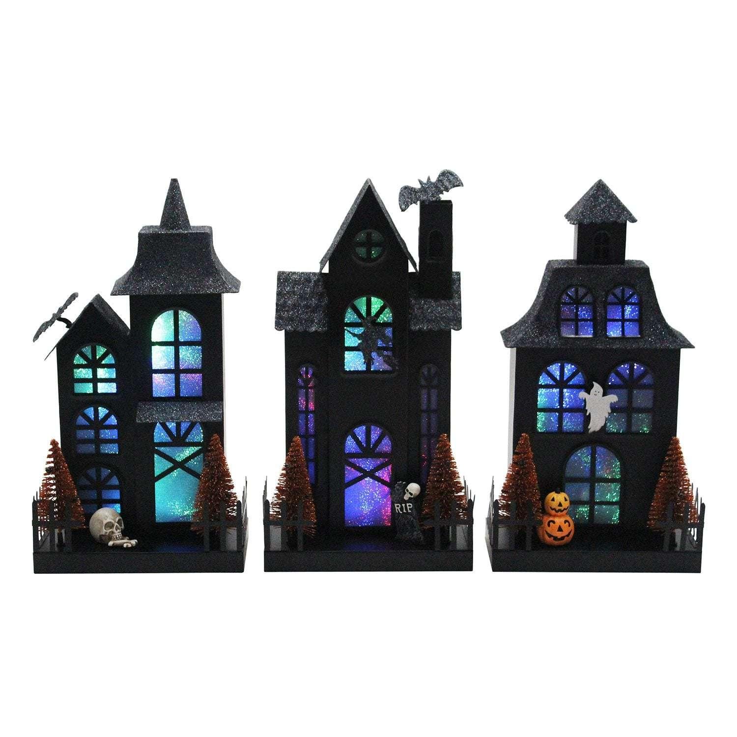 Member's Mark Pre-Lit Metal Halloween Houses, Set of 3 - USA MEGA SHOP
