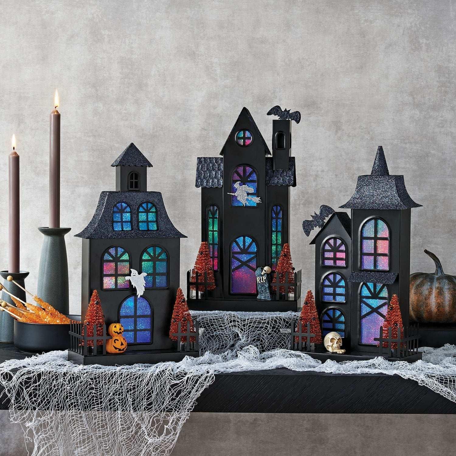 Member's Mark Pre-Lit Metal Halloween Houses, Set of 3 - USA MEGA SHOP