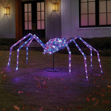 Purple and pink prismatic light-up spider with extended legs and round base