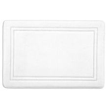 Quick-dry memory foam bath mat, white with raised inset rectangular frame